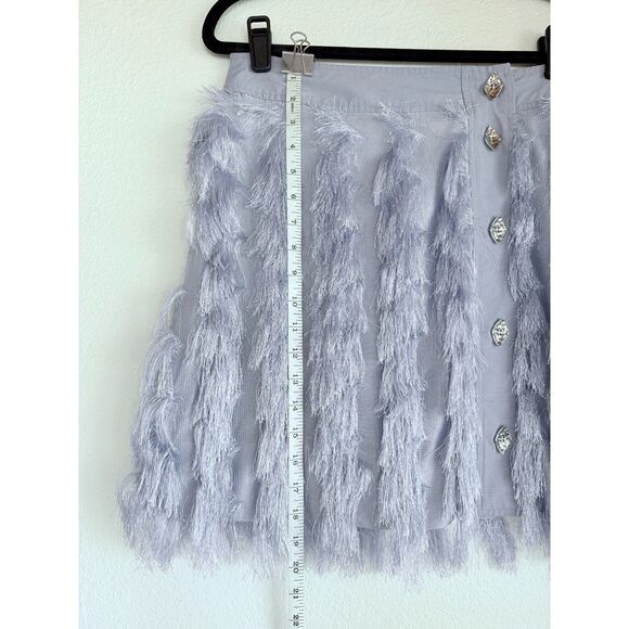 NWT GANNI Fringe Buttoned Mini Skirt in Persian Violet Purple Size 6 (EU38) - Picture 11 of 13